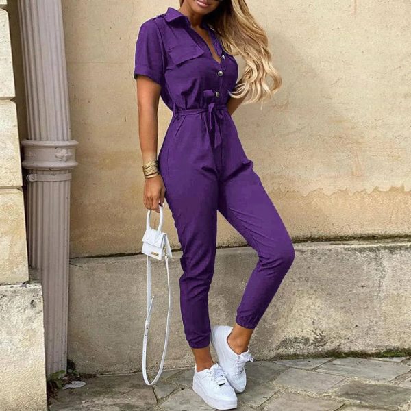 Women's Bodycon Slim Printed V Neck Fashion Designer Jumpsuits - Image 16