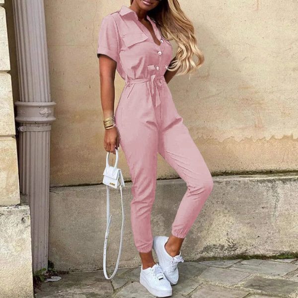 Women's Bodycon Slim Printed V Neck Fashion Designer Jumpsuits - Image 18