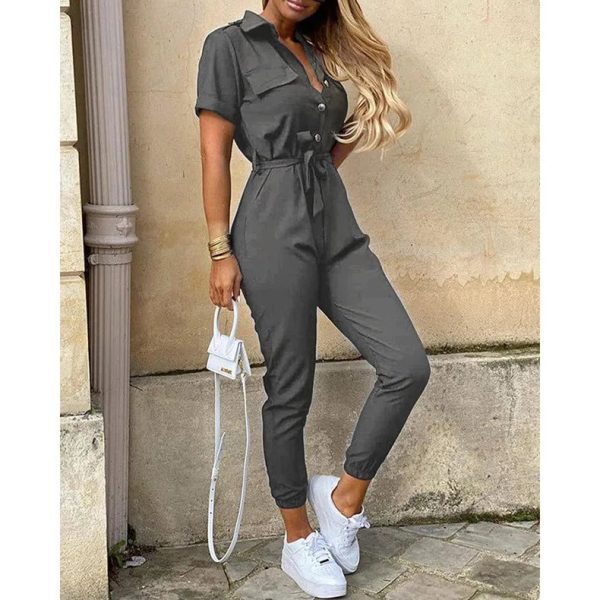 Women's Bodycon Slim Printed V Neck Fashion Designer Jumpsuits - Image 6