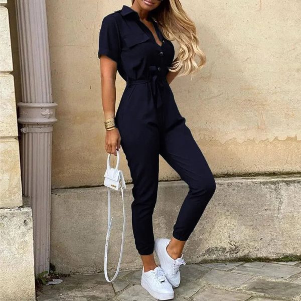 Women's Bodycon Slim Printed V Neck Fashion Designer Jumpsuits - Image 7