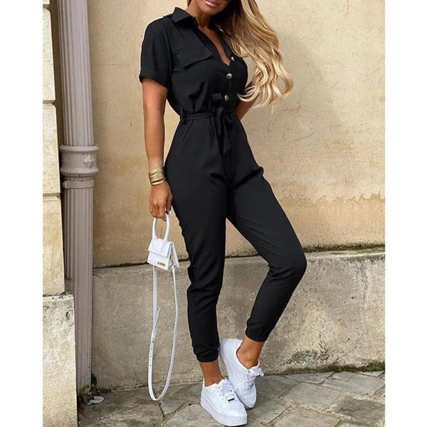 Women's Bodycon Slim Printed V Neck Fashion Designer Jumpsuits - Image 9