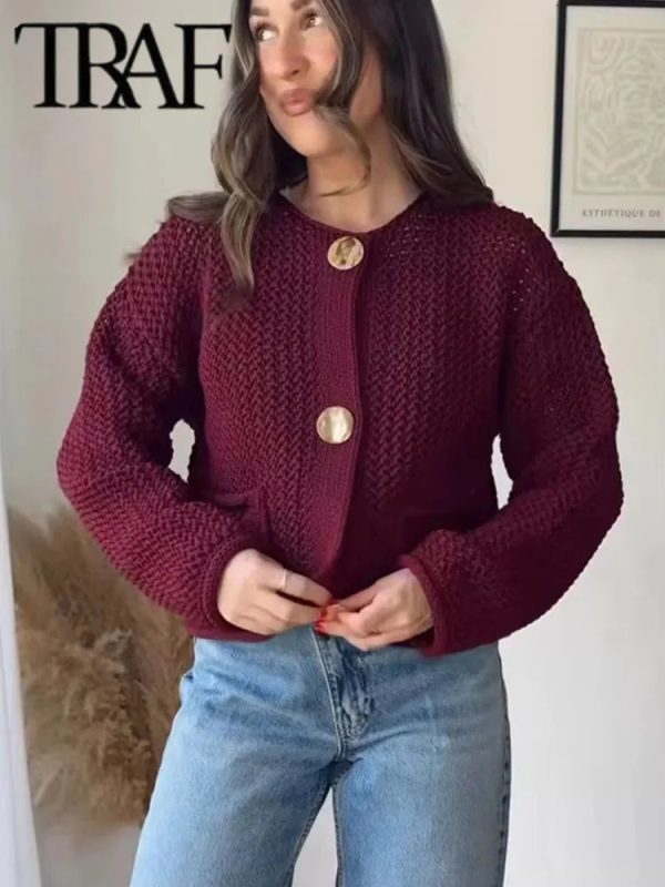 Women's Button Up Loose Knitted Fashion Designer Cardigans - Image 13