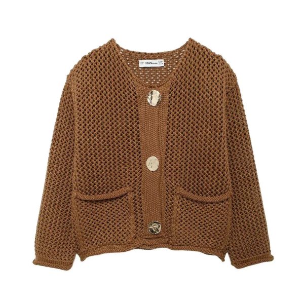Women's Button Up Loose Knitted Fashion Designer Cardigans - Image 2