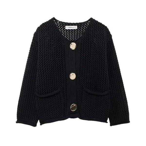 Women's Button Up Loose Knitted Fashion Designer Cardigans - Image 3