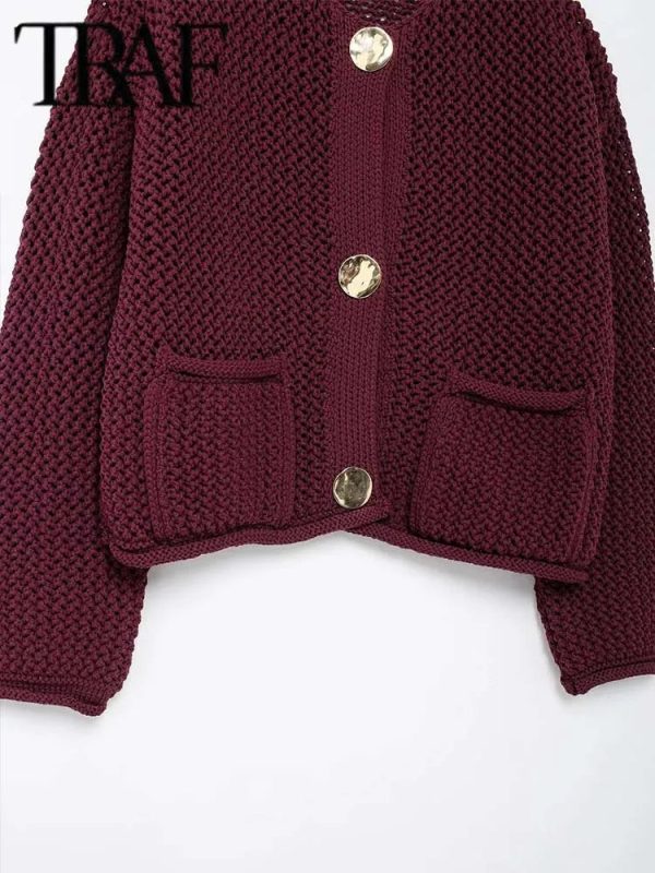 Women's Button Up Loose Knitted Fashion Designer Cardigans - Image 5