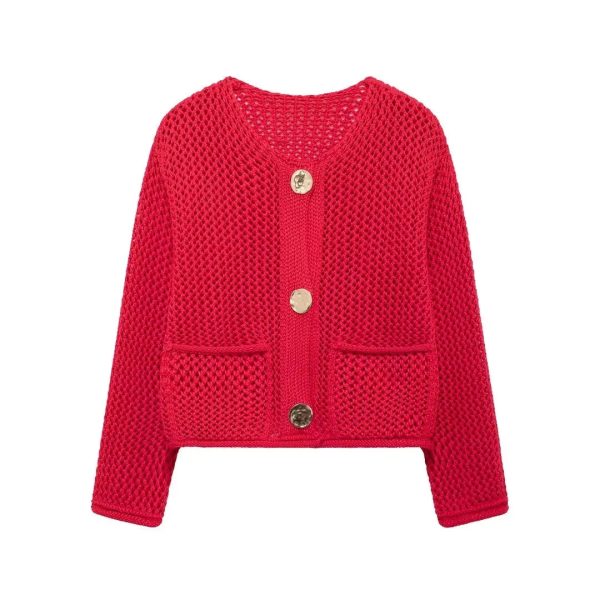 Women's Button Up Loose Knitted Fashion Designer Cardigans - Image 9