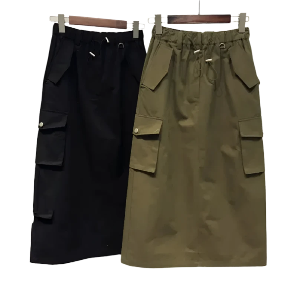 Women's Cargo Fashion Designer High Waist Midi Skirts (Plus Size)