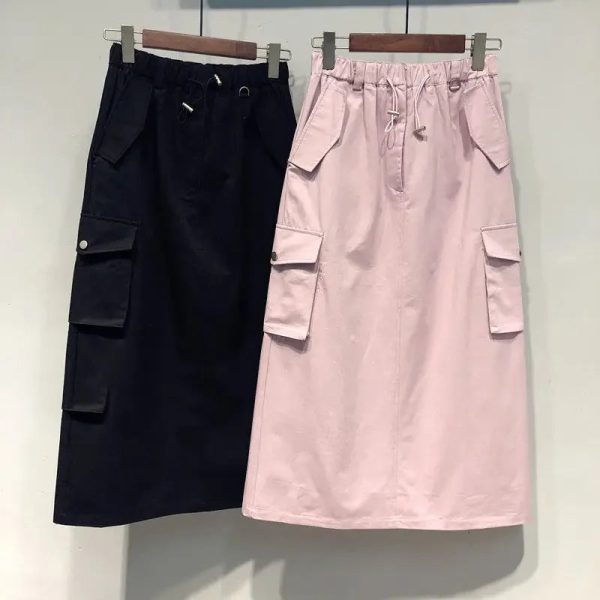 Women's Cargo Fashion Designer High Waist Midi Skirts (Plus Size) - Image 8