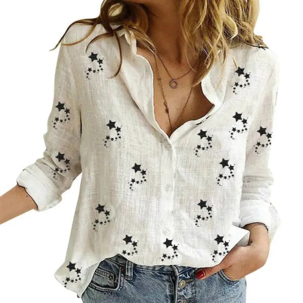 Women's Cotton Fashion Designer Shirt 5XL Linen Long-Sleeve Tops (Plus Size) - Image 19