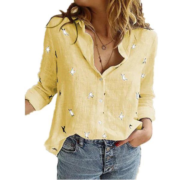 Women's Cotton Fashion Designer Shirt 5XL Linen Long-Sleeve Tops (Plus Size) - Image 28