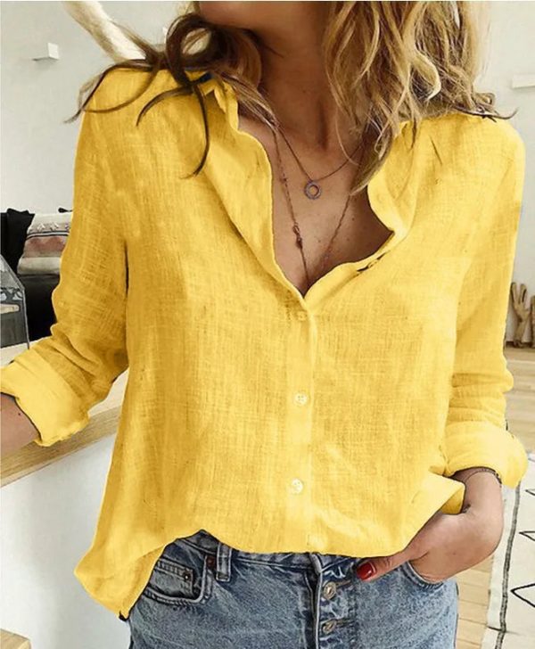 Women's Cotton Fashion Designer Shirt 5XL Linen Long-Sleeve Tops (Plus Size) - Image 29