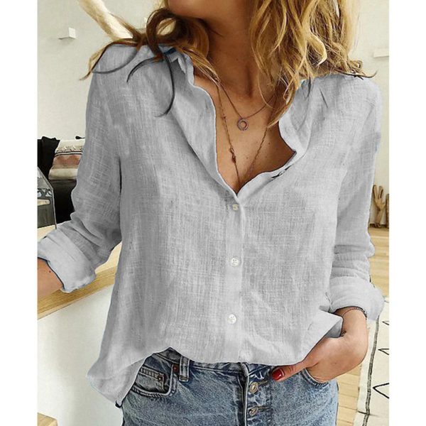 Women's Cotton Fashion Designer Shirt 5XL Linen Long-Sleeve Tops (Plus Size) - Image 33