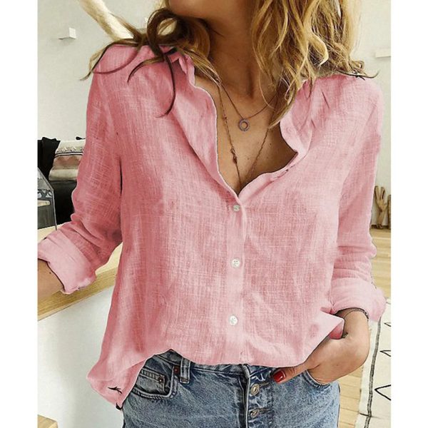 Women's Cotton Fashion Designer Shirt 5XL Linen Long-Sleeve Tops (Plus Size) - Image 34
