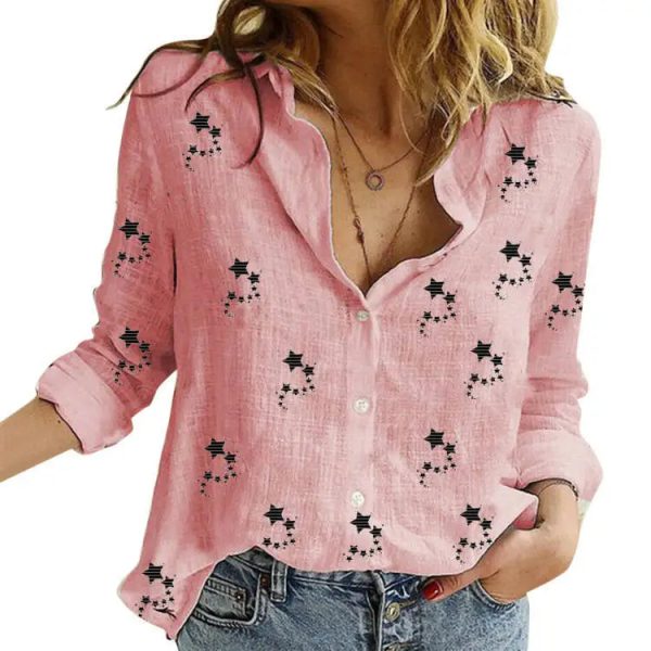 Women's Cotton Fashion Designer Shirt 5XL Linen Long-Sleeve Tops (Plus Size) - Image 35