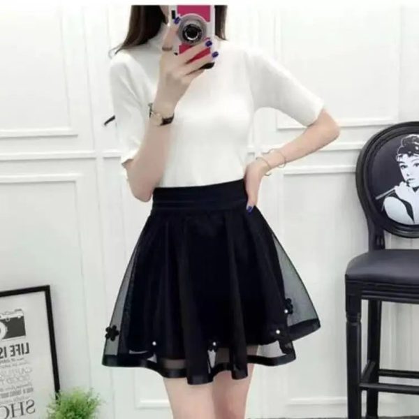 Women's Fashion Designer Mesh Overlay Mini Skirts (Short) - Image 11