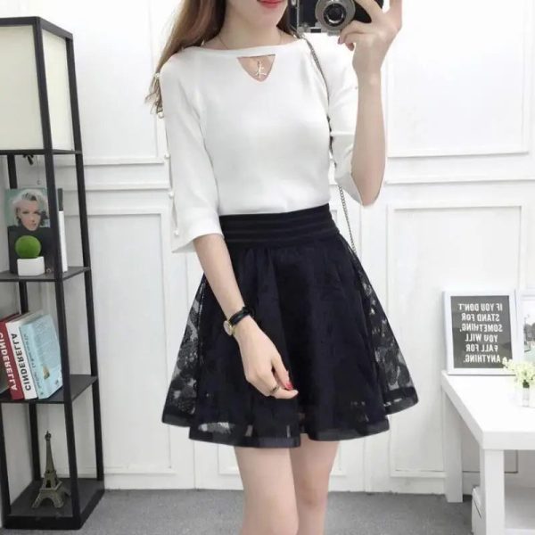 Women's Fashion Designer Mesh Overlay Mini Skirts (Short) - Image 3