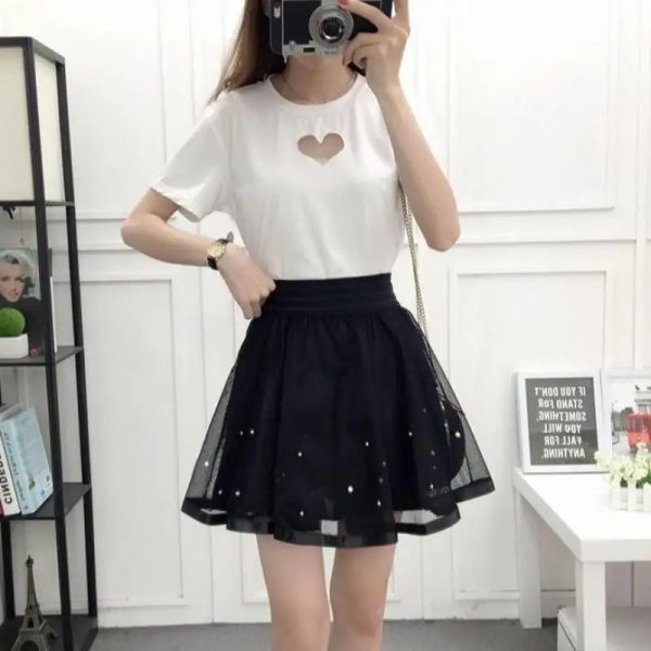 Women's Fashion Designer Mesh Overlay Mini Skirts (Short) - Image 4