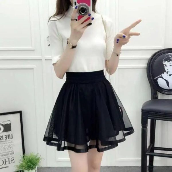 Women's Fashion Designer Mesh Overlay Mini Skirts (Short) - Image 6