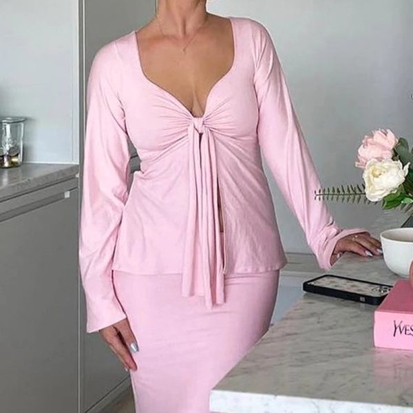 Women's Grunge Bow Tied Fashion Designer Long-Sleeve Tops - Image 8