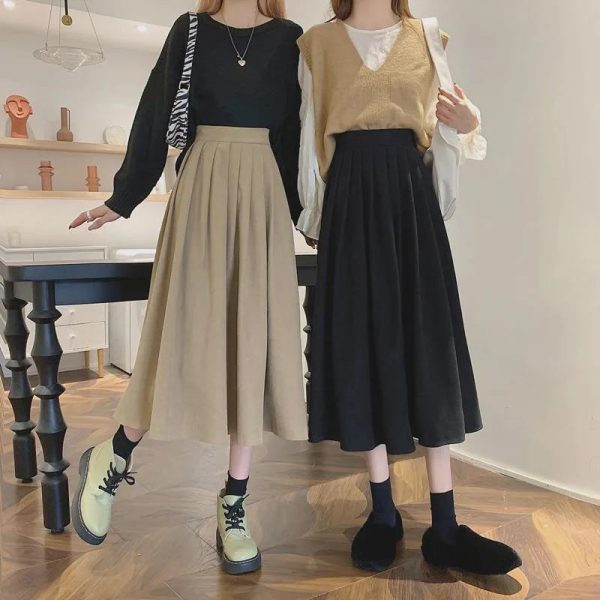 Women's High Waist Pleated Fashion Designer Skirts (Midi) - Image 11