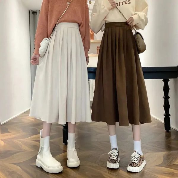 Women's High Waist Pleated Fashion Designer Skirts (Midi) - Image 25