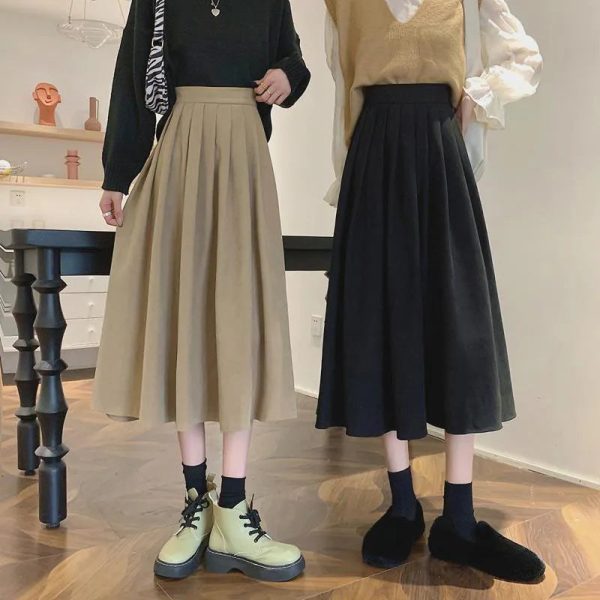Women's High Waist Pleated Fashion Designer Skirts (Midi) - Image 3