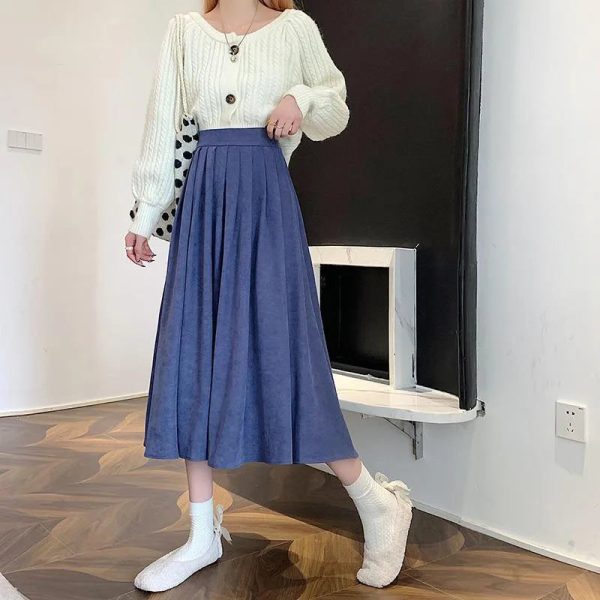 Women's High Waist Pleated Fashion Designer Skirts (Midi) - Image 8