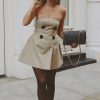 Women's Khaki Off Shoulder Fashion Designer Dresses (Short) - Image 2