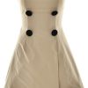 Women's Khaki Off Shoulder Fashion Designer Dresses (Short) - Image 5