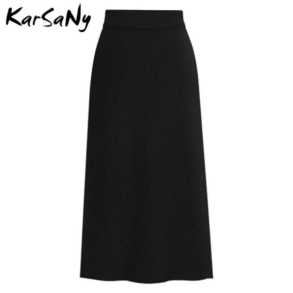 Women's Knitted High Waist Fashion Designer Midi Skirts (Plus Size) - Image 5