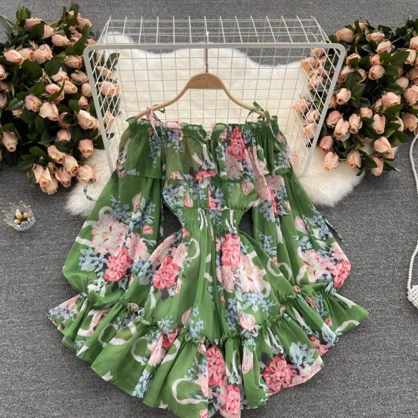Women's Off Shoulder Rompers Fashion Designer Floral Jumpsuits - Image 10