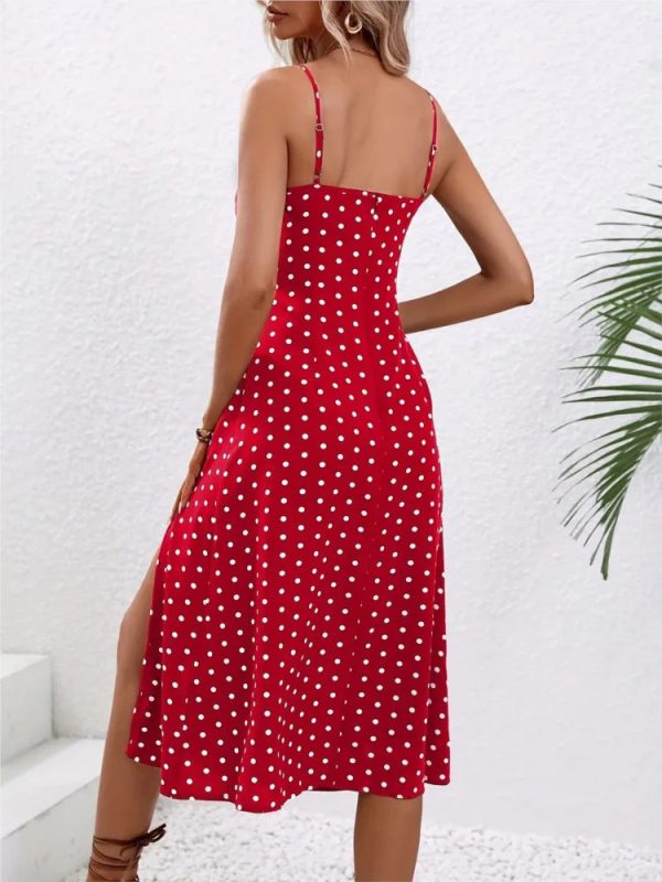 Women's Polka Dot Spaghetti Corset Fashion Designer Dresses (Midi) - Image 2