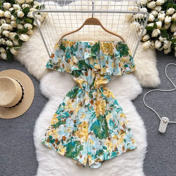 Women's Rompers Off Shoulder Floral Fashion Designer Jumpsuits - Image 3