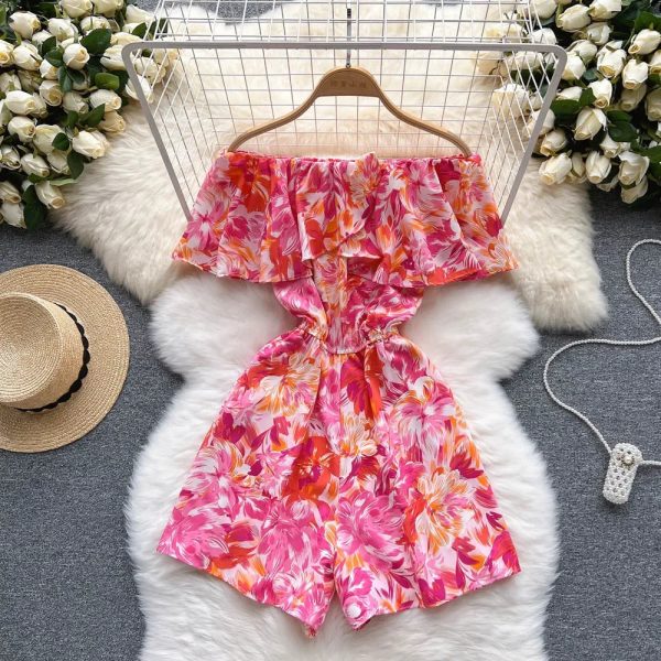 Women's Rompers Off Shoulder Floral Fashion Designer Jumpsuits - Image 7