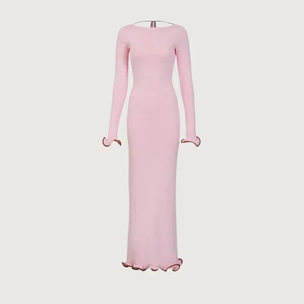 Women's Ruffled Trim Fashion Designer Bodycon Mini Dresses (Short) - Image 13