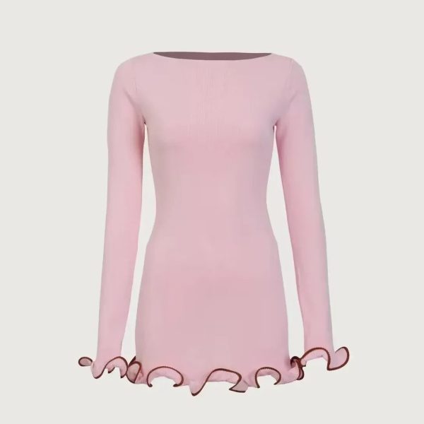 Women's Ruffled Trim Fashion Designer Bodycon Mini Dresses (Short) - Image 14