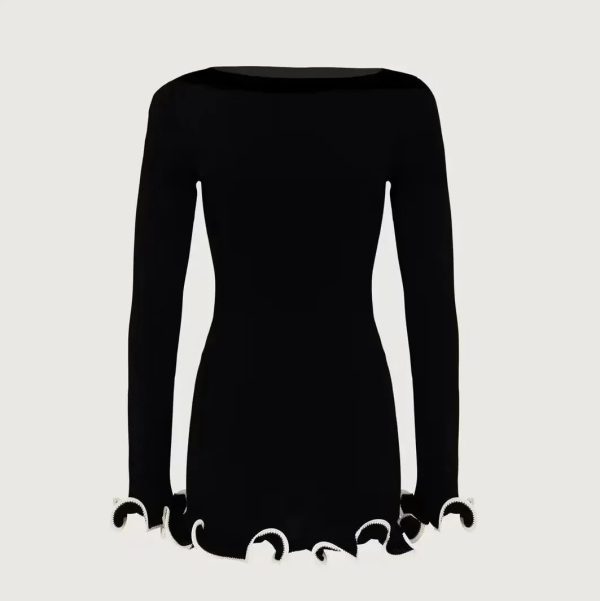 Women's Ruffled Trim Fashion Designer Bodycon Mini Dresses (Short) - Image 9