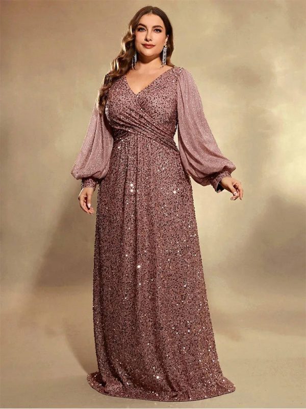 Women's Sequin Evening L-7XL Fashion Designer Long Dresses (Plus Size) - Image 2