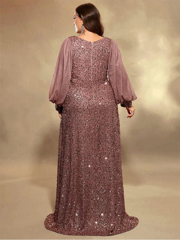 Women's Sequin Evening L-7XL Fashion Designer Long Dresses (Plus Size) - Image 3
