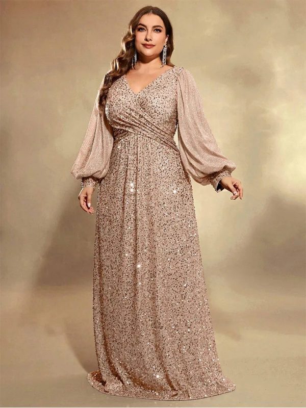 Women's Sequin Evening L-7XL Fashion Designer Long Dresses (Plus Size) - Image 5