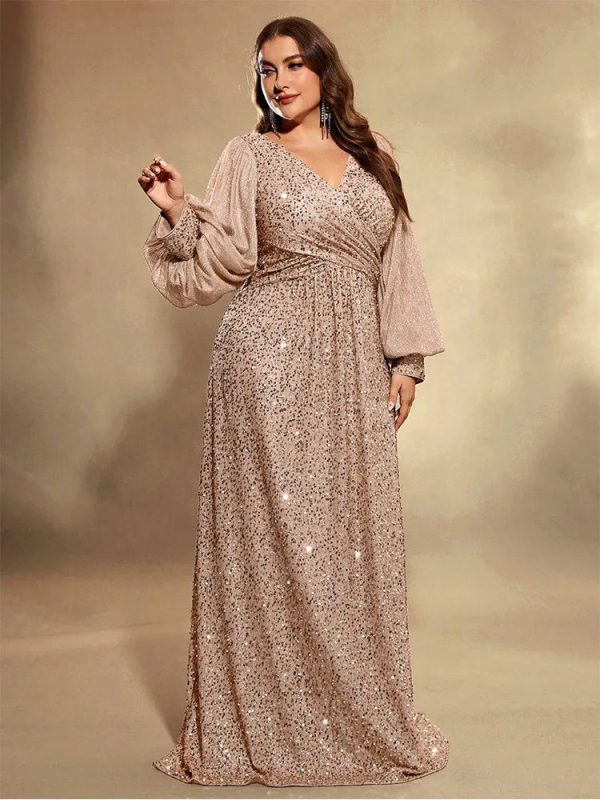 Women's Sequin Evening L-7XL Fashion Designer Long Dresses (Plus Size) - Image 6