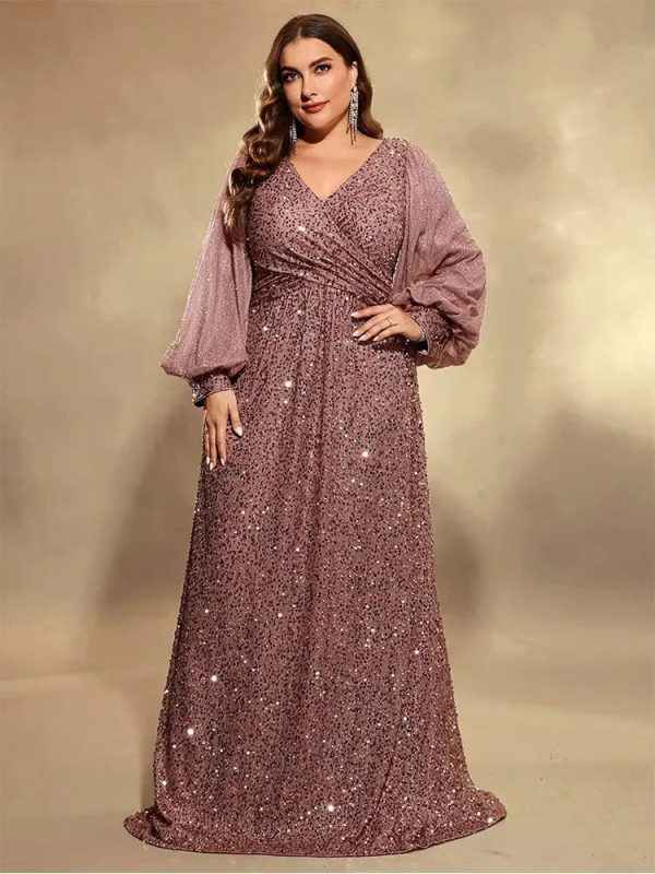 Women's Sequin Evening L-7XL Fashion Designer Long Dresses (Plus Size) - Image 7