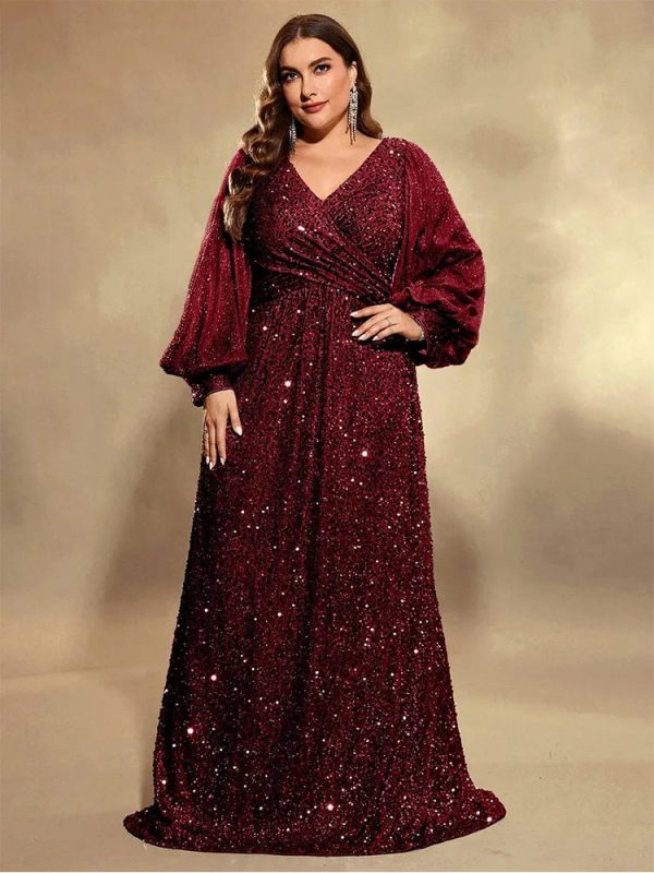 Women's Sequin Evening L-7XL Fashion Designer Long Dresses (Plus Size) - Image 8