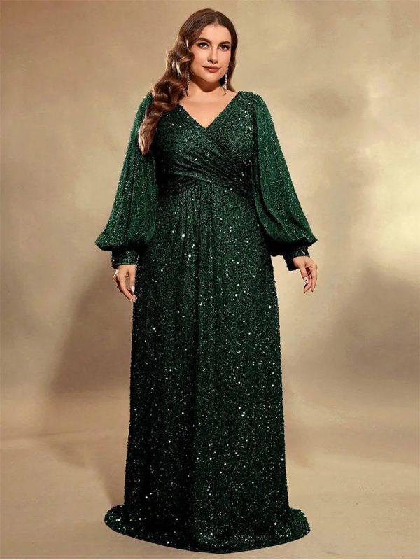 Women's Sequin Evening L-7XL Fashion Designer Long Dresses (Plus Size) - Image 9