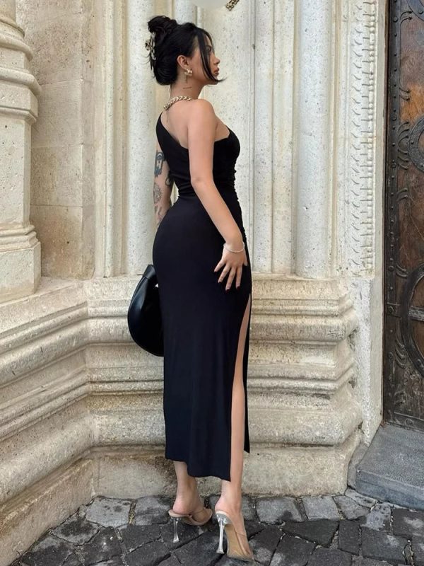 Women's Split One Shoulder Fashion Designer Dresses (Long) - Image 6