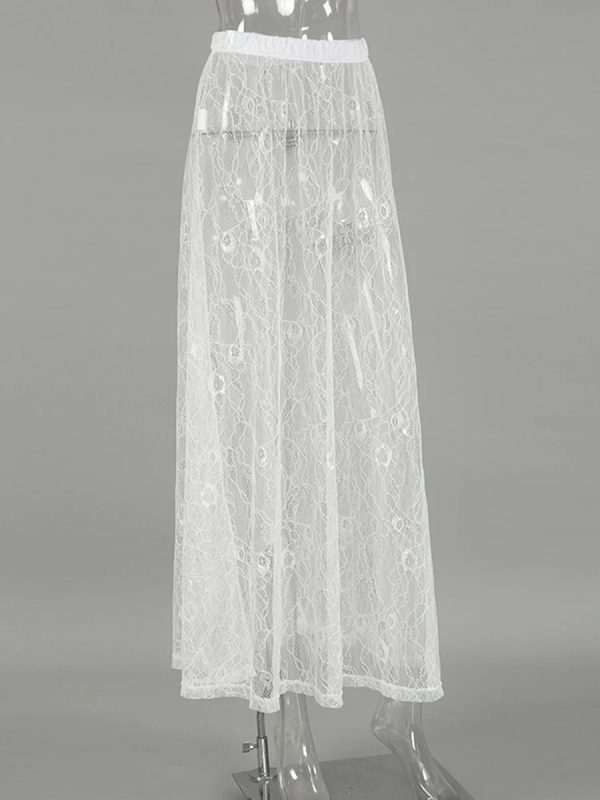 Women's Transparent Lace Fashion Designer A-Line Skirts (Long) - Image 13