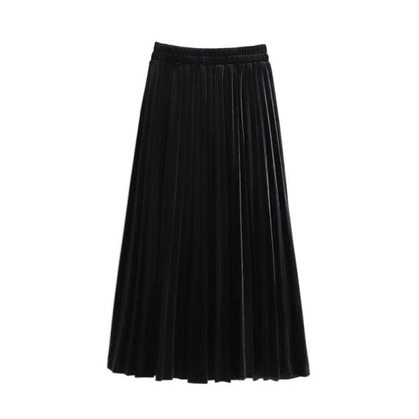 Women's Velvet Fashion Designer 5-9XL A-Line Pleated Midi Skirts (Plus Size) - Image 6